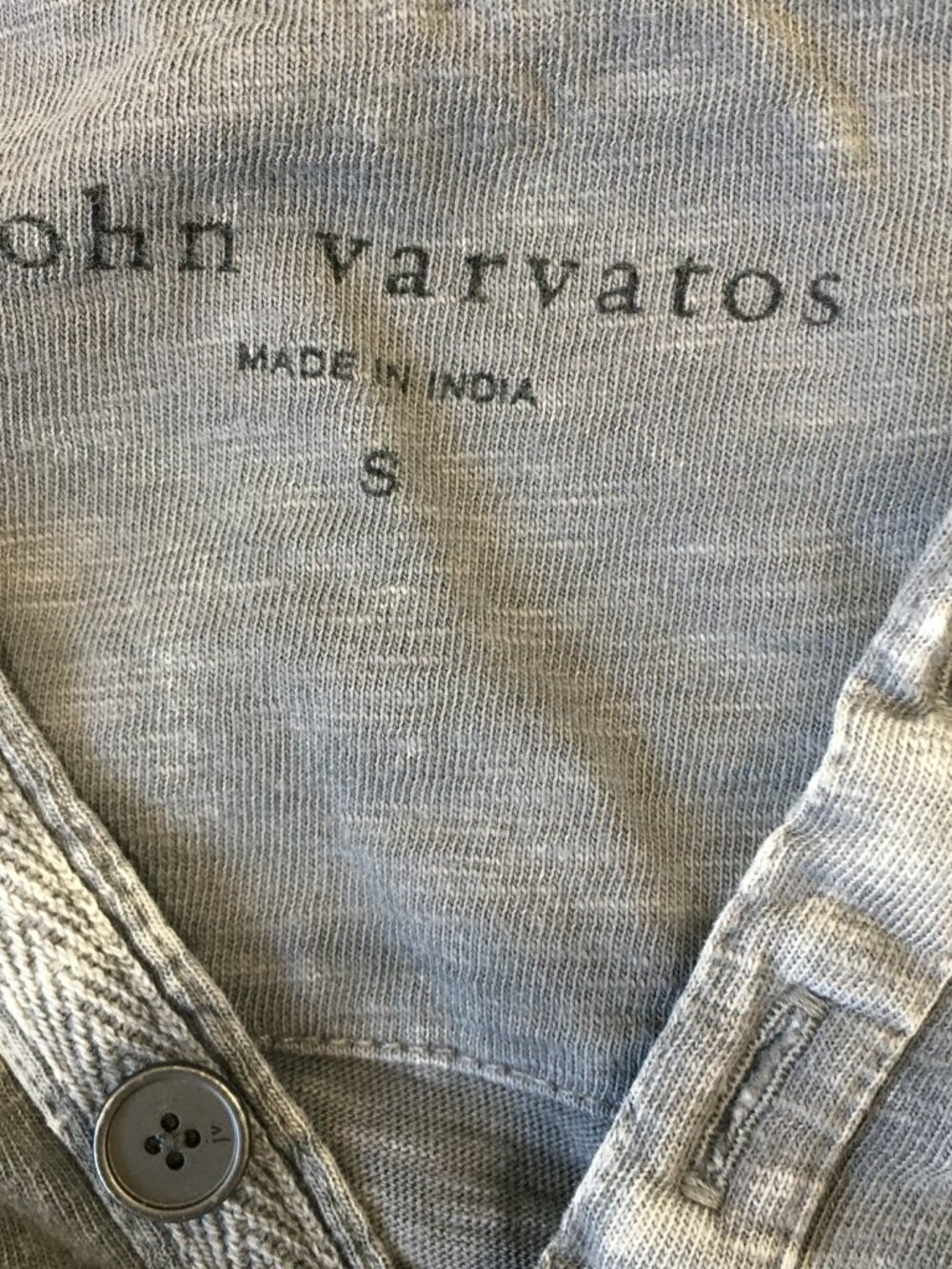JOHN VARVATOS Gray White Henley Neck Short Sleeve Tee Shirt - Picture 2 of 8